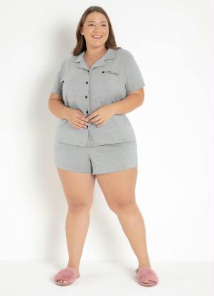 Pijama Curto de Bot�o (Mescla)