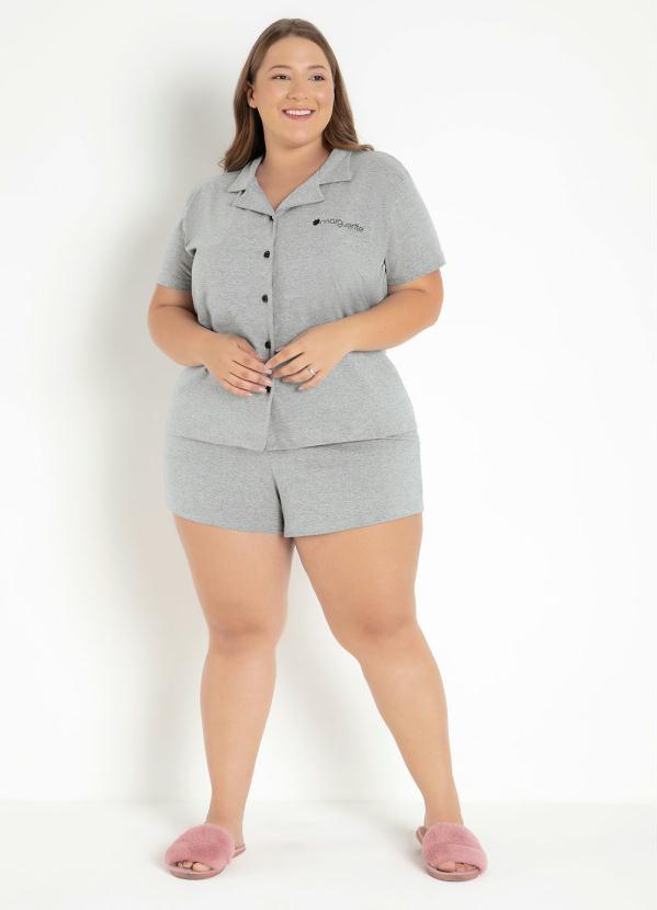 Pijama Curto de Bot�o (Mescla)