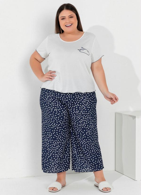 Pijama Longo Plus Size (Po� Marinho)