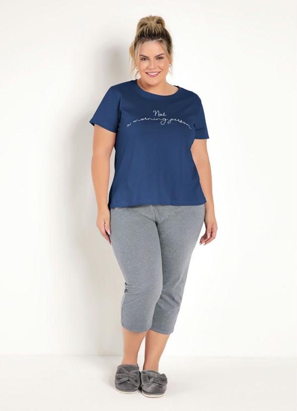 Pijama Pantacourt (Marinho/Mescla) Pijama Pantacourt (Marinho/Mescla)