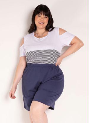 Bermuda Evasê (Marinho) Plus Size Bermuda Evasê (Marinho) Plus Size