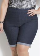 Bermuda Jeans Barra Dobrada Plus Size Marguerite