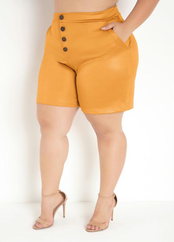 Bermuda (Mostarda) com Bot�es Plus Size