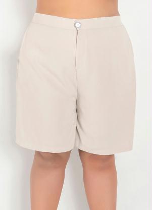 Short (Bege) Alfaiataria com Bolsos Plus Size