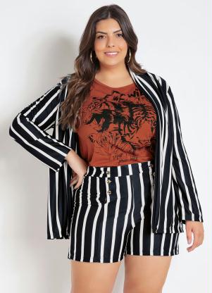Blazer (Listrado) Plus Size sem Fechamento Blazer (Listrado) Plus Size sem Fechamento