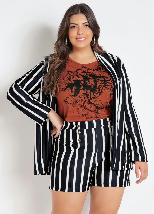 Blazer (Listrado) Plus Size sem Fechamento Blazer (Listrado) Plus Size sem Fechamento