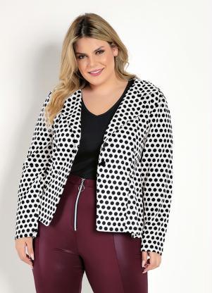 Blazer (Poá Branco) com Botões Plus Size Blazer (Poá Branco) com Botões Plus Size