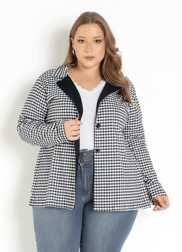 Blazer (Xadrez e Preto) com Botões Plus Size Blazer (Xadrez e Preto) com Botões Plus Size