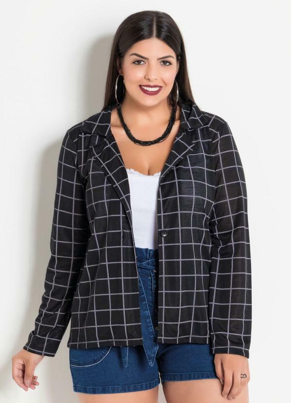 blazer xadrez plus size