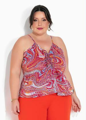 Blusa (Abstrata Pink) com Regulagem Plus Size