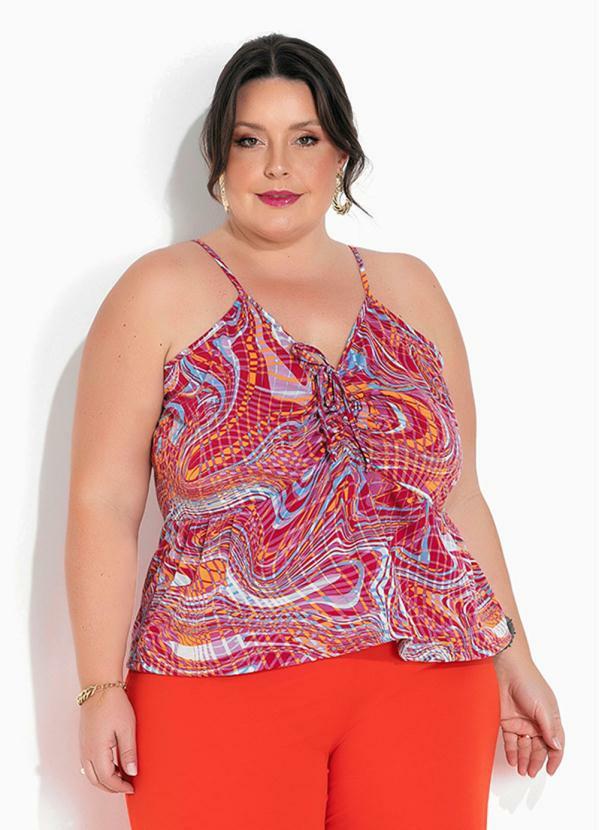 Blusa (Abstrata Pink) com Regulagem Plus Size