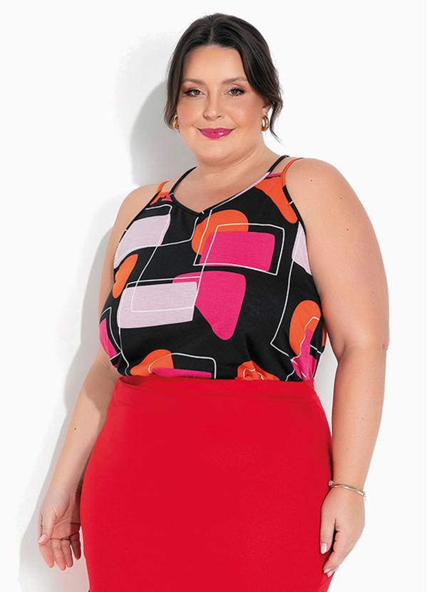 Blusa de Al�as (Geom�trica Preta) Plus Size
