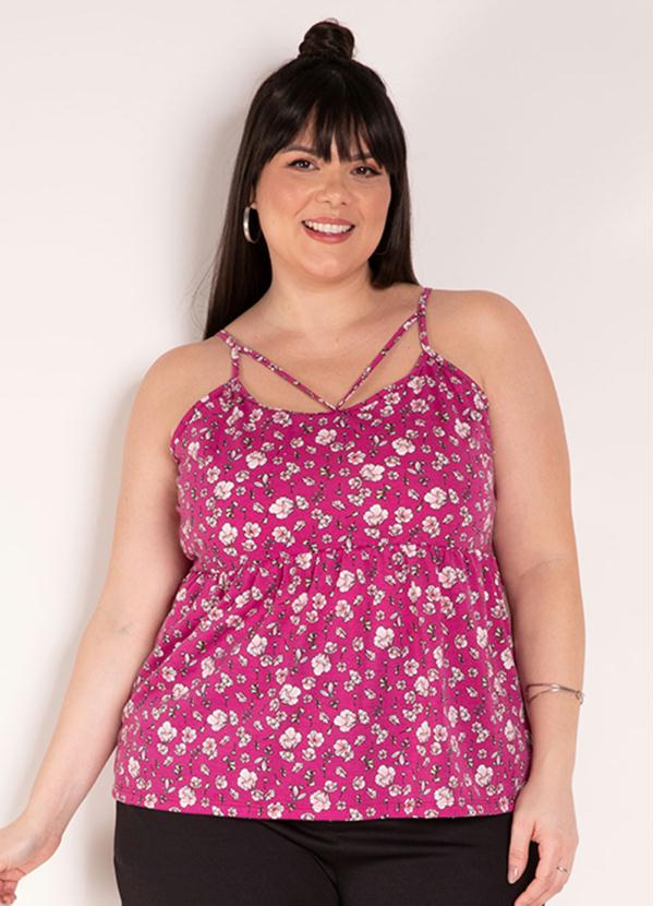 Blusa (Floral Pink) com Al�as Plus Size