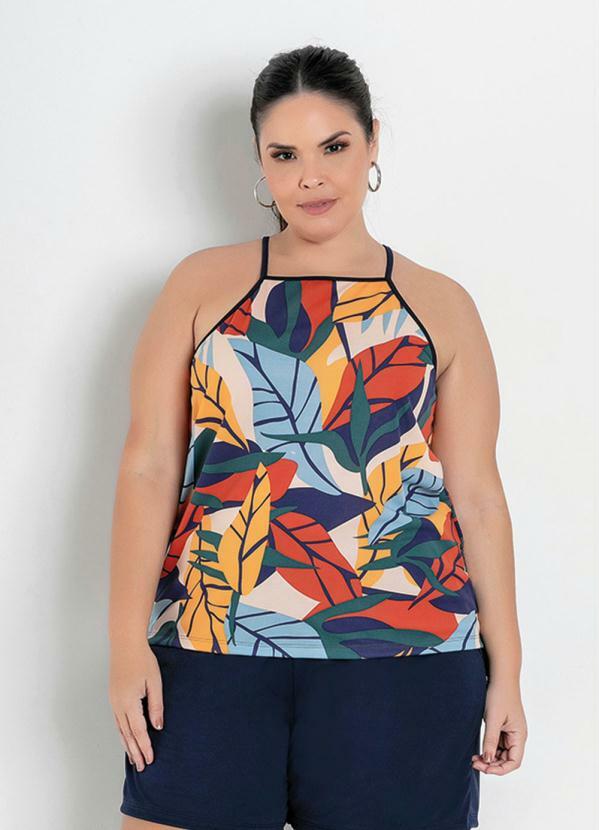 Blusa (Folhagem) com Al�as Plus Size