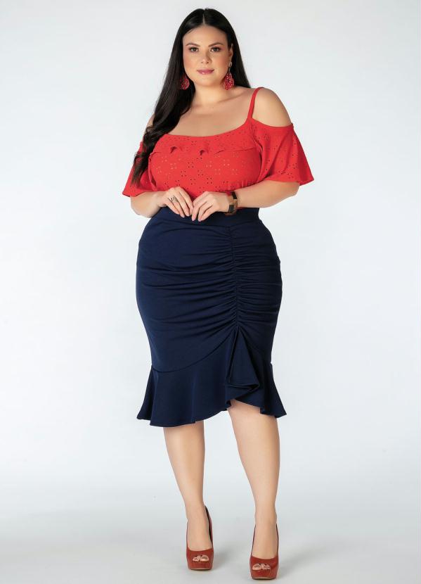 Blusa Plus Size (Laranja) Ciganinha