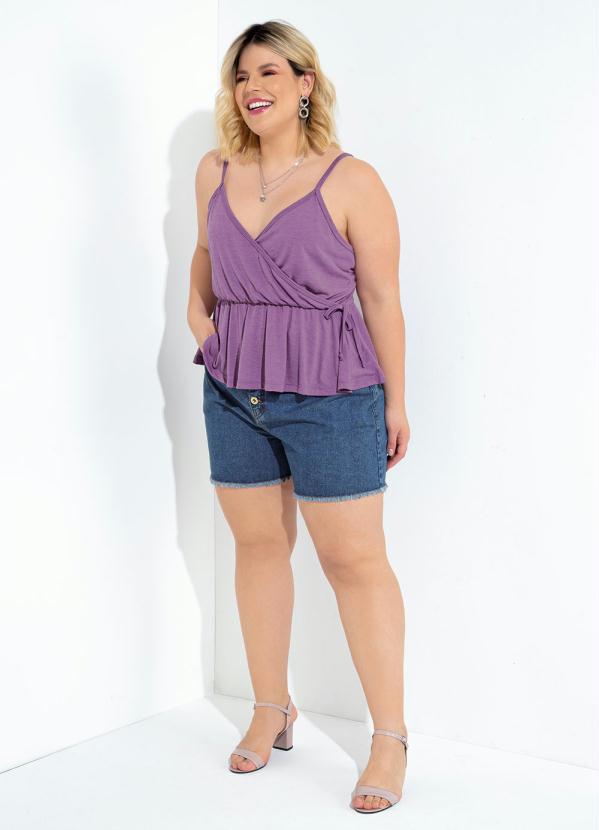 blusa roxa plus size