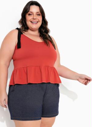 Blusa (Terracota) com Al�as para Amarrar Plus Size