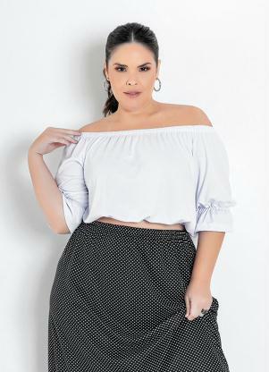 blusa ombro a ombro manga longa plus size