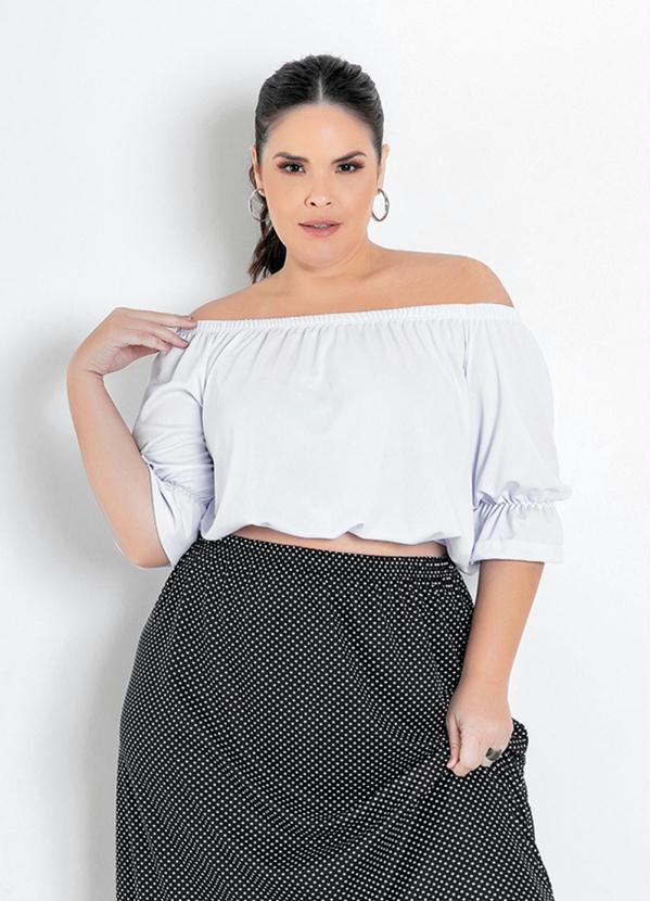 Blusa (Branca) com El�stico Plus Size