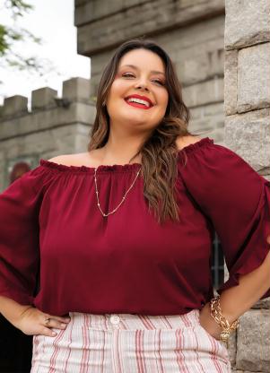 Blusa Ciganinha (Bord�) com Babados nas Mangas