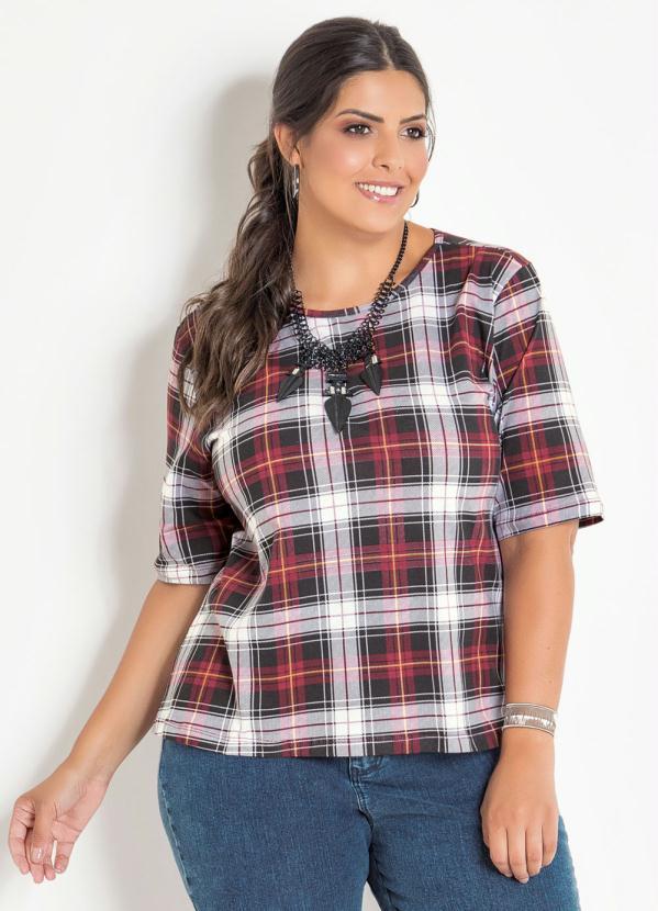 blusas plus size xadrez