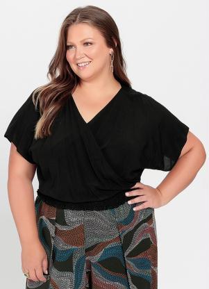 Blusa (Preta) com Frente Transpassada