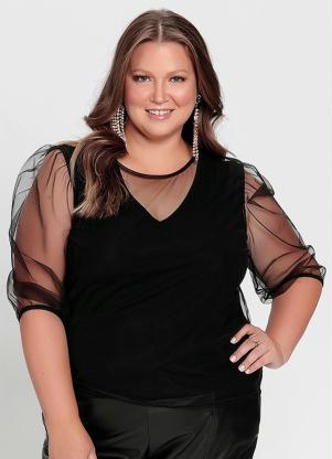 Blusa (Preta) de Tule com Regata Preta
