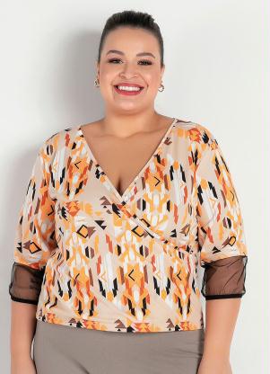 Blusa Transpassada (Étnica Laranja) Plus Size Blusa Transpassada (Étnica Laranja) Plus Size