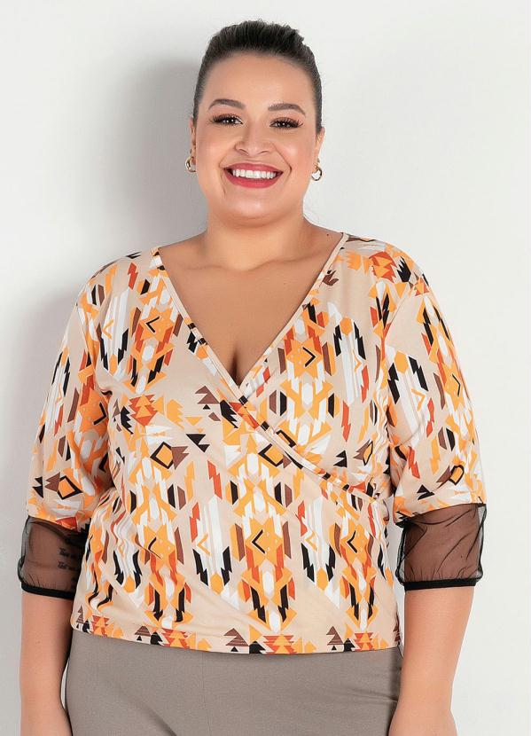 Blusa Transpassada (Étnica Laranja) Plus Size Blusa Transpassada (Étnica Laranja) Plus Size