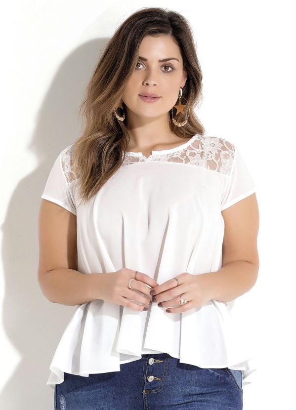 Bata (Branca) com Renda Plus Size Quintess