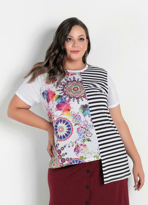 Blusa Assim�trica (Branca) Plus Size