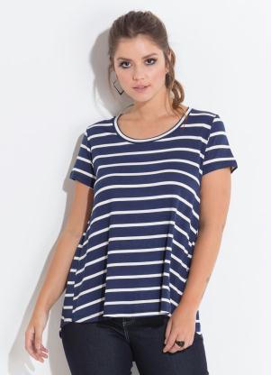 Blusa (Azul e Off White) com Estampa de Listras