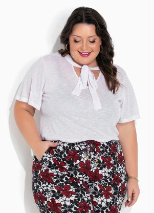 Blusa (Branca) com Amarra��o Plus Size