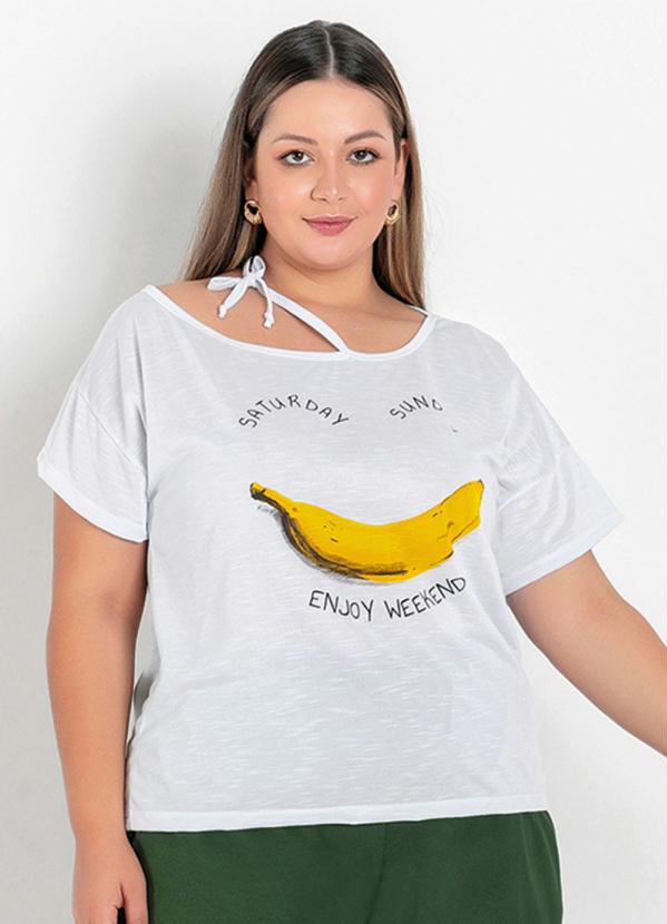 Blusa (Branca) com Decote Assimétrico Plus Size Blusa (Branca) com Decote Assimétrico Plus Size