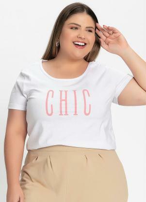 Blusa (Branca) com Estampa na Frente Plus Size