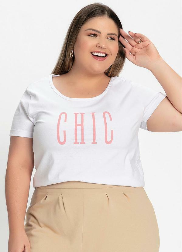 Blusa (Branca) com Estampa na Frente Plus Size