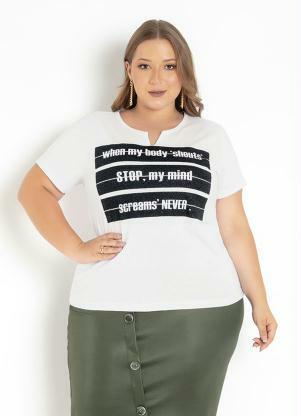Blusa (Branca) com Estampa na Frente Plus Size Blusa (Branca) com Estampa na Frente Plus Size