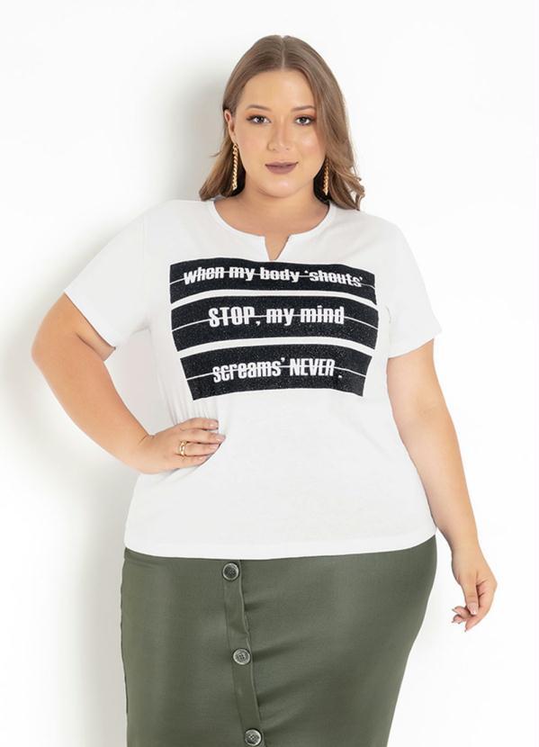 Blusa (Branca) com Estampa na Frente Plus Size Blusa (Branca) com Estampa na Frente Plus Size