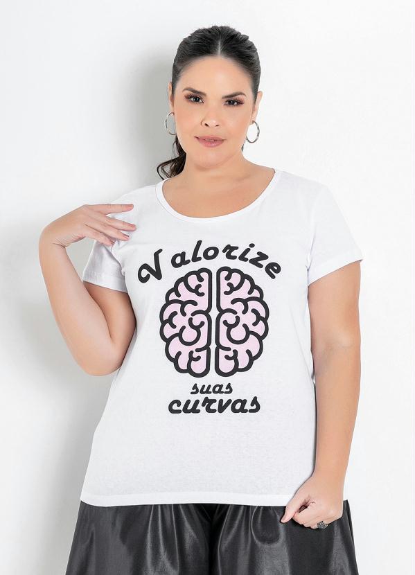 Blusa (Branca) com Estampa na Frente Plus Size