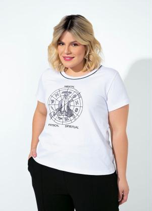 Blusa (Branca) com Estampa na Frente Plus Size