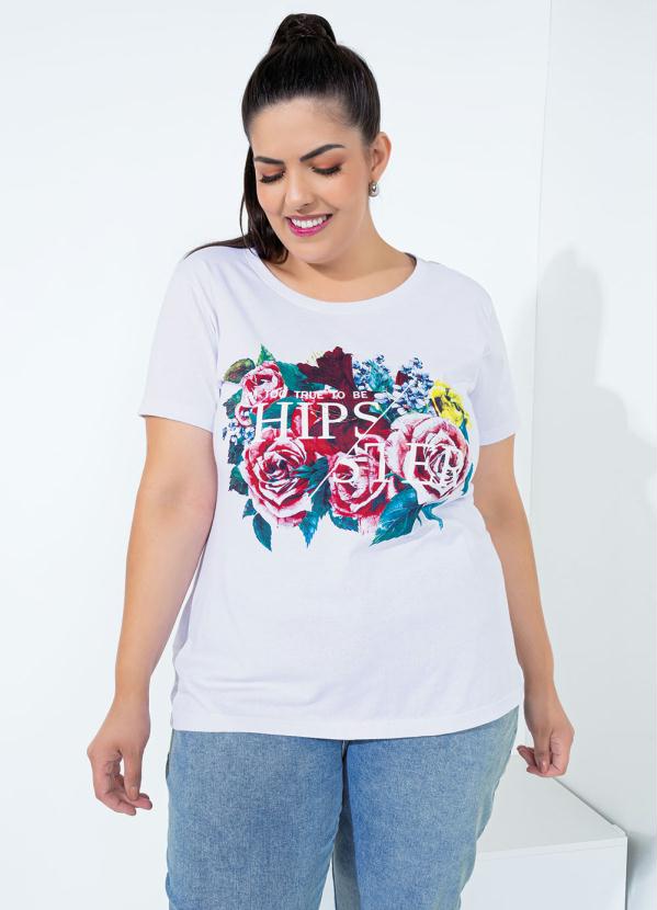 Blusa (Branca) com Estampa na Frente Plus Size