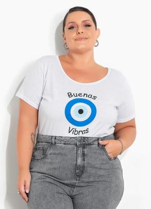 Blusa (Branca) com Estampa Plus Size