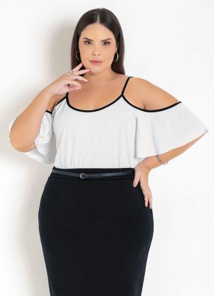 Blusa (Branca) com Ombros Vazados Puls Size Blusa (Branca) com Ombros Vazados Puls Size