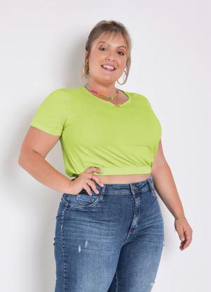 Blusa Curta (Verde Lima) com El�stico Plus Size