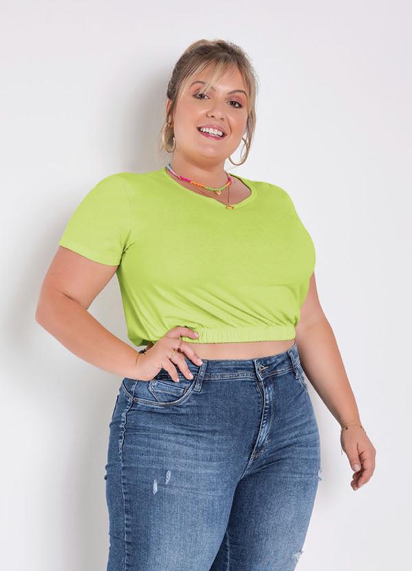 Blusa Curta (Verde Lima) com El�stico Plus Size