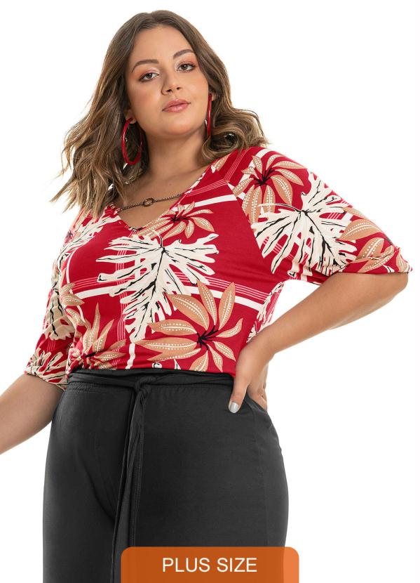 camisa estampada plus size