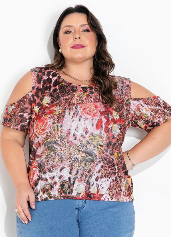 Blusa (Floral e Animal Print) com Mangas Plus Size
