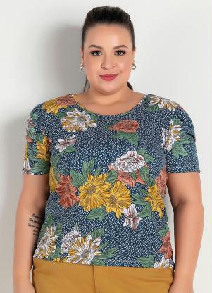 Blusa (Floral e Poá) Mangas Bufantes Plus Size Blusa (Floral e Poá) Mangas Bufantes Plus Size