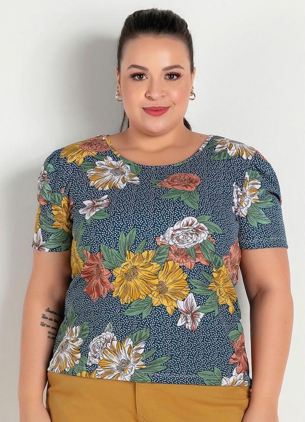 Blusa (Floral e Poá) Mangas Bufantes Plus Size Blusa (Floral e Poá) Mangas Bufantes Plus Size