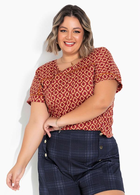 Blusa (Geom�trica Vermelha) Plus Size